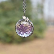 Purple meadow - naszyjnik z kwiatami w szkle
