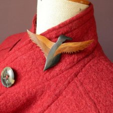 INTARSJA UNIKATOWA BROSZKA * PTAK Z DREWNA NATURALNEGO