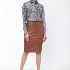 Ołówkowa spódnica z eco-skóry, SP101 skóra brąz