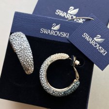 Swarovski Crystal - HOOP BLUE PIERCED EARRINGS, RHODIUM PLATED - Rozgwieżdżone niebo ❀ڿڰۣ❀ Kolczyki