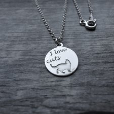 Srebrny naszyjnik I LOVE CATS Srebro 925 Celebrytka