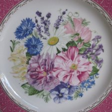 Exlusively - WEDGWOOD - THE 1987 - CHELSEA FLOWER  PLATE - OKOLICZNOŚCIOWY -KOLEKCJONERSKI - UŻYTKOWY  TALERZ PORCELANOWY 23 CM