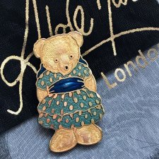 Vintage cloisonne enamel Teddy Bear ❤ Broszka ❤