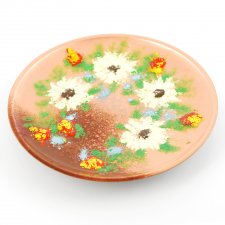 Duży, ręcznie malowany, miedziany talerz Niemcy lata 50.