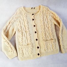 Sweter wełniany-Hand made-robiony na drutach