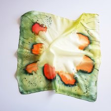 Jedwabna malowana apaszka - makowa łąka