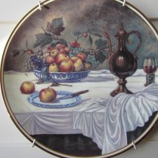 EDWARDIAN -  obraz na porcelanie - FINE BONE CHINA-SMAKOWICIE ZDOBIONY SZLACHETNIE PORCELANOWY talerz dekoracyjny -martwa natura