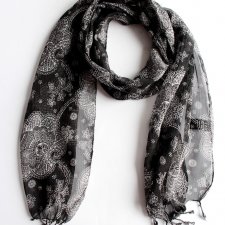 lekki szal vintage kwiatowa mozaika