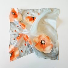 Jedwabna malowana apaszka - makowa łąka