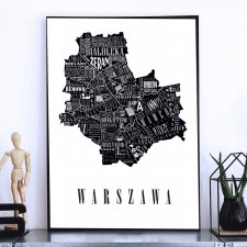 PLAKAT typograficzny mapa Warszawa LOFT 50x70