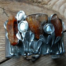 surowe bursztyny - bransoleta mankiet CUFF