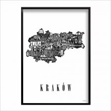 PLAKAT typograficzny mapa KRAKÓW LOFT 70x100 cm