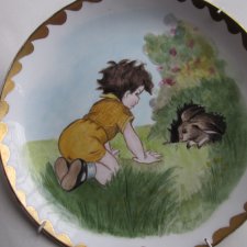 unikatowy Ręcznie Malowany porcelanowy talerz - BASIA 79 - obraz na porcelanie - stylistyka przedwojenna