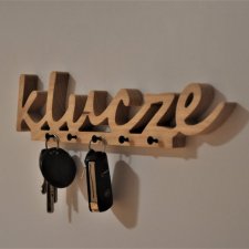 Drewniany wieszak na klucze do przedpokoju, z litego drewna, napis