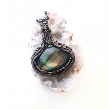 Celtycki wisior wire wrapping z pięknym okazem labradorytu