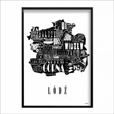 PLAKAT typograficzny mapa ŁÓDŹ LOFT 50x70 cm