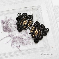 Małe kolczyki sutasz soutache goth Black Gold