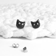 Kolczyki sztyfty - czarny kot