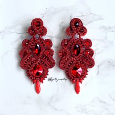 Czerwone kolczyki ze Swarovskim, sutasz Arcanum- Red
