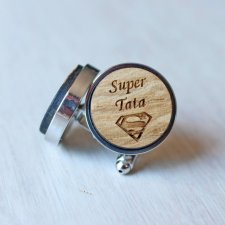 Dębowe spinki do mankietów  SUPER TATA - Superman