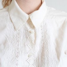 VINTAGE KOSZULA AŻUR ECRU BAWEŁNA