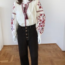 skórzane spodnie z kontrastowymi szwami PN5