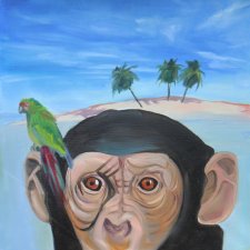 Obraz olejny Małpa