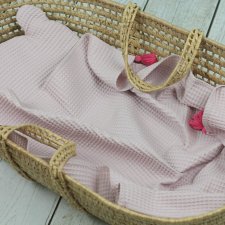 kocyk wafelkowy- różowy z poduszką