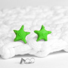 Kolczyki sztyfty - zielona rozgwiazda