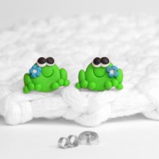 Kolczyki sztyfty -śmieszna żaba