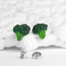 Kolczyki sztyfty -  realistyczne brokuły, warzywa