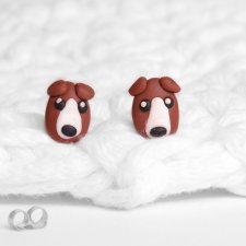 Kolczyki sztyfty -  pieski, brązowy pies