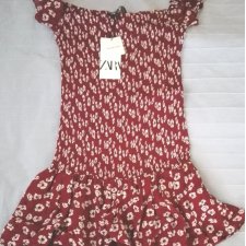 Sukienka mini czerwona w kwiaty rozm. M, ZARA z metką
