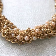 Naszyjnik białe perły i złoto