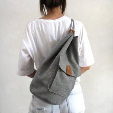 worek plecak -grey&brown&dots-