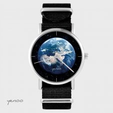 Zegarek - Ziemia - czarny, nylonowy