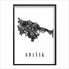 PLAKAT typograficzny mapa GDAŃSK LOFT 70x100 cm