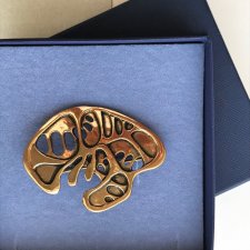 Vintage jewelry ❤ Eivind Hillestad ❤ Modernist Norway Solid Bronze Brooch, lata 70-te. ❤ Projektowa biżuteria