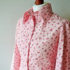 Vintage unikat vintage "Różowa łąka" bluzka koszula
