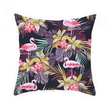 Poszewka na poduszkę - motyw roślinny i flamingi