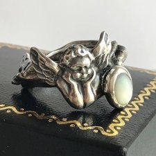 Cherubin - Anielski pierścień ❀ڿڰۣ❀ srebro i masa perłowa, inspirowany naturą  ❀ڿڰۣ❀ Ręczna praca