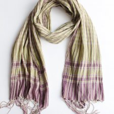 SZAL karbowany naturalny pasy prążki paski