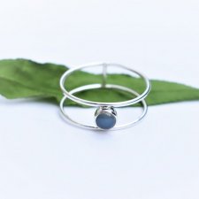 Srebrny pierścionek z agatem aqua . Podwójna obrączka. Obrączki srebrne . Delikatny prezent dla niej.