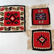 Trzy tkane dywaniki-bieżniki-hand made
