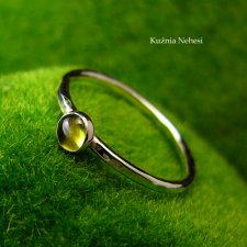 Pierścień Drobinek - Srebro Zielony Turmalin