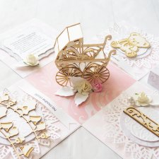 Exploding box, pamiątka chrztu - wózek