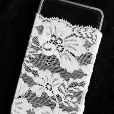 koronka etui na telefon smartfon ażur handmade biały case