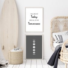 Zestaw 2 plakatów Fazy Księżyca i Napis 50x40