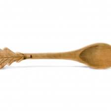 Drewniana łyżka kuchenna - liść dębu