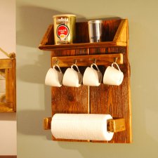Wieszak na ręcznik papierowy, półka kuchenna, wieszak na filiżanki, uchwyt na ręczniki papierowe, wieszak rustykalny